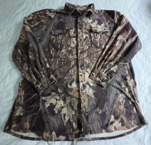 Cabela's Men's Camo Button Down Shirt Polyester Long Sleeve Fleece Size 2XL Tall - Picture 1 of 9