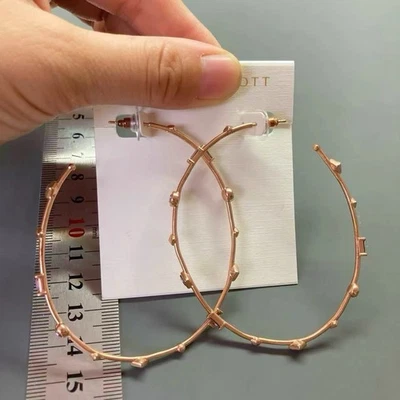 Nuevos Pendientes de Aro Kendra Scott Zella Oro Rosa en Cristal Rubor Firmados Foto 1 de 4