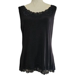 George Lace Trim Black Tank Top Size XL Y2k Vampire Diaries - Picture 1 of 6