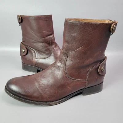 Frye Melissa Button Zip Short Ankle Boots Brown Womens Size 8.5 M - Image 1 of 4