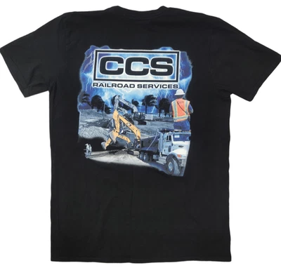 Camiseta negra gráfica manga corta CCS Railroad Services para hombre L Foto 1 de 4