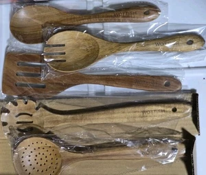 5Pcs Wooden Spoons Cooking Natural Non-Stick Cooking Utensils for Home & Kitchen - Picture 1 of 3