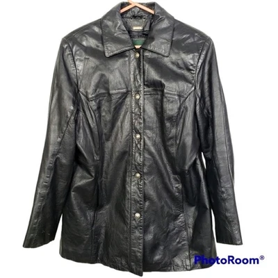 Danier Канада винтажный женщин полный кнопка кожаная куртка большой - Изображение 1 из 4