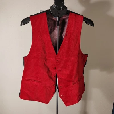 Chaleco MADISON Hombre Rojo Chaleco Algodón Forrado Botón Frontal Talla L Foto 1 de 4