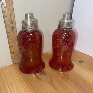 (2) Lámpara de flechero vintage de plata esterlina con candelabros de vidrio de arándano - Imagen 1 de 15