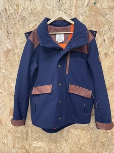 Alps & Meters Alpine Outrig Jacket Navy Wool Leather Snowboard Ski Large CH24 - Picture 1 of 14