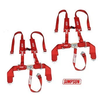 2 Polaris Ranger Simpson 5pt H Harness Seat Belt Sewn In Harness 2x3 w/ Pads Red Foto 1 de 3