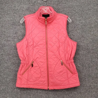 Talbots Vest Women PL Large Petite Pink Full Zip Fleece Quilted Lined Sleeveless - Image 1 of 4