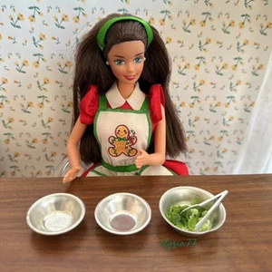 4PC 1/6 Scale Dollhouse Miniatures Handmade Vintage Metal Salad Bowl Kitchen - Picture 1 of 5