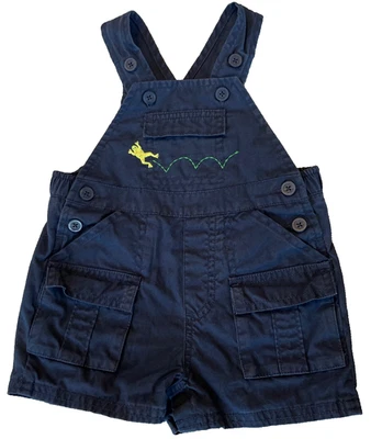 VTG 2003 GAP BABY Leap Frog Appliqué Embroidered Cargo Shortalls Overalls 3-6M - Image 1 of 4