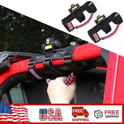 Manija de agarre de barra antivuelco rosa con luz interior para Jeep Wrangler TJ JK JL 1997+ Foto 1 de 4