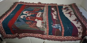 Vintage Weihnachten Krippe Thema Wandteppich Decke Überwurf 67" x 49" USA - Bild 1 von 14