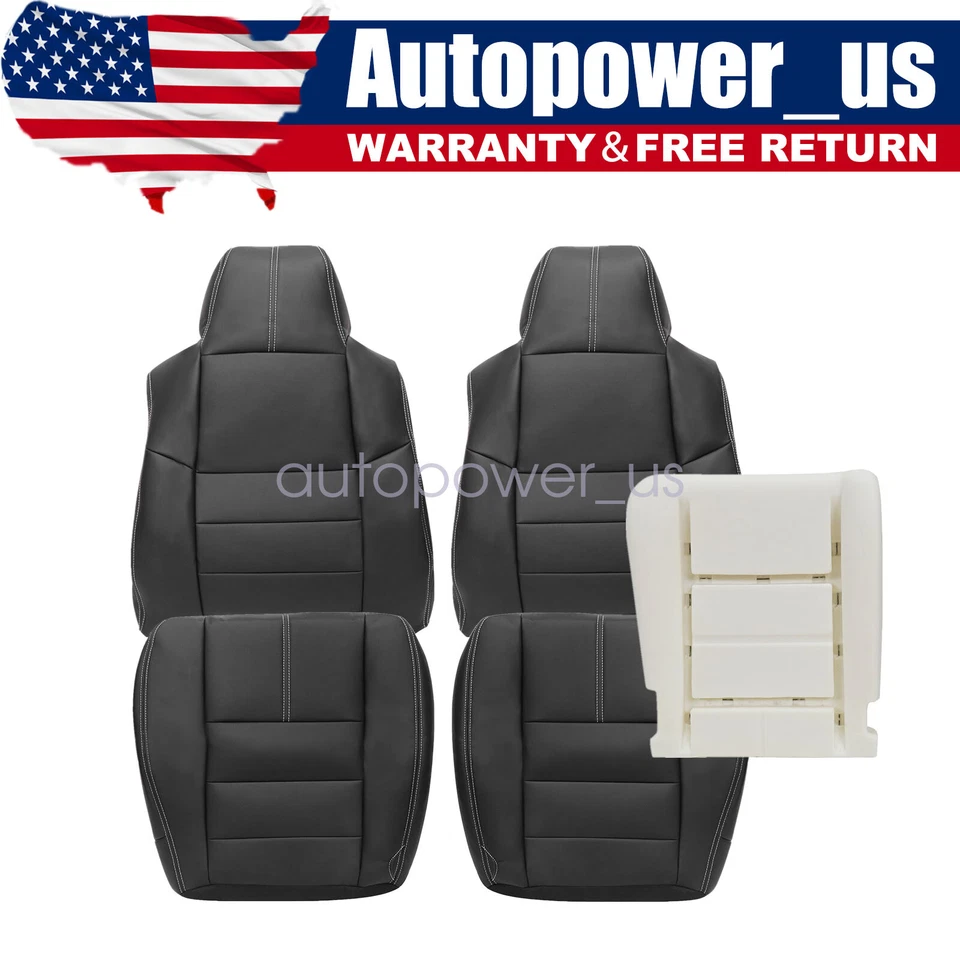 5PCS For 2008-2010 Ford F350 F450 Super Duty Front Top & Bottom Seat Cover Black - Image 1 of 4