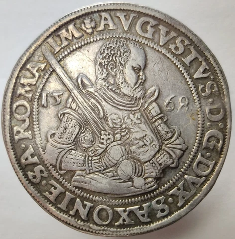 Saxony-Albertine 1568 Silver Thaler Taler Rare Crown Dollar Sized Coin Germany Cover