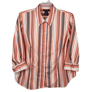 Jones New York Signature Maternity Blouse Womens XXL French Cuff Striped Orange - Picture 1 of 15