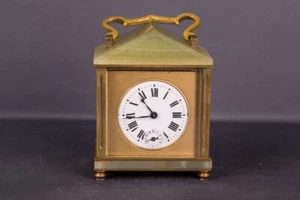 Französischer Reise Uhr Reise Wecker Bronze mit Onyx * - Picture 1 of 1