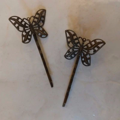 4 piezas - Pin de pelo mariposa victoriano Bobby Pin - Acabado bronce antiguo, metal Foto 1 de 4