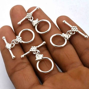 15 Sets 15X25mm Bali Toggle Clasp Sterling Silver Plated - Picture 1 of 4