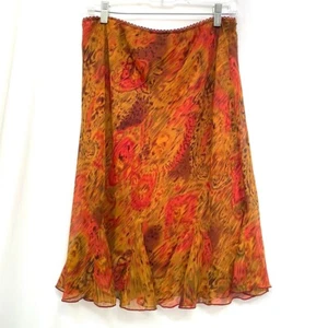 Connected Apparel Y2K Skirt Sz XL Orange Paisley Boho Festival Lettuce Hem - Picture 1 of 10
