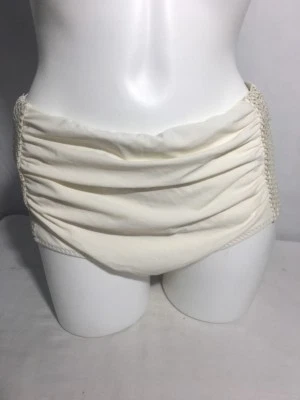 BIKINI ROJO CARTER TEJIDO LATERAL CINTURA ALTA BIKINI PANTALONES DE BAÑO MARFIL GRANDE ¡NUEVO! $65 Foto 1 de 4