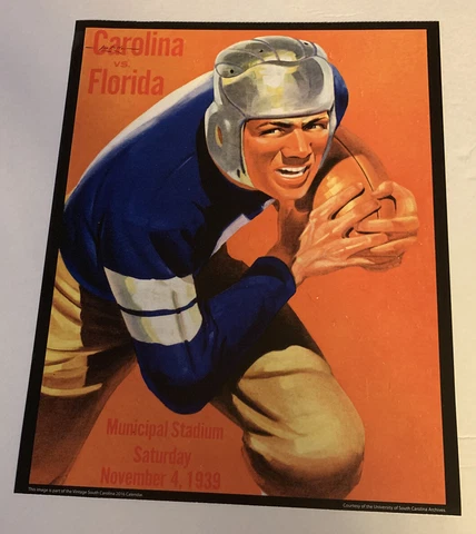 South Carolina Gamecocks v Florida Football 1939 Program Poster Print 14” x 11” Cover