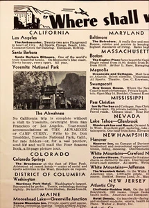 1938 National Geographic Where Shall We Stay Directory Vintage Print Ad - Picture 1 of 2