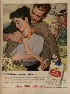 1947 Vintage Philip Morris cigarette print ad. Greatness Makes Friends - Imagen 1 de 1