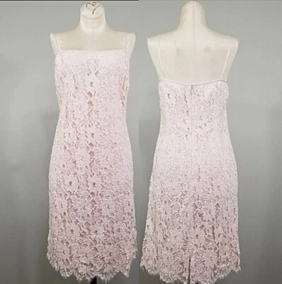 Vestido De Colección Rickie Freeman Teri Jon Nites 12 Mujeres Años 80 Rosa Encaje Cuentas Funda Foto 1 de 4