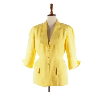 Thierry Mugler Vintage Women's Yellow Blazer Jacket size 42 France 80s 90s Rare - Picture 1 of 11