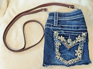 Cartera bandolera Miss Me Jeans Reciclada de Bolsillo Denim Estrás Cuero Brillante - Imagen 1 de 7