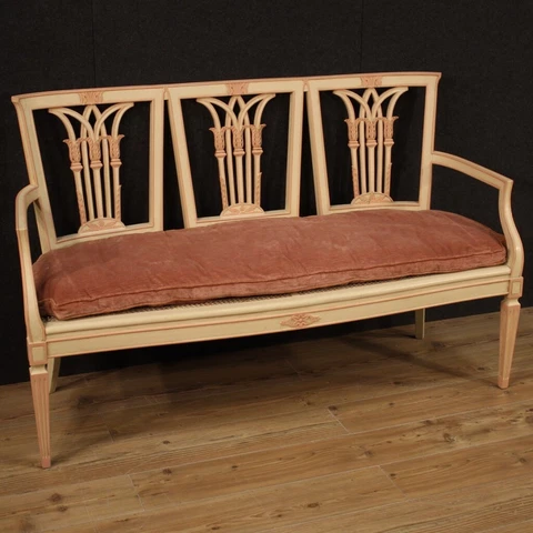 Lacquered sofa painted furniture antique Louis XVI style living room 900 Cover