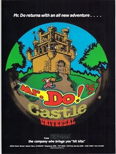 Folleto publicitario universal de videojuego arcade Mr. Do's Castle de la revista RePlay 1983 - Imagen 1 de 2