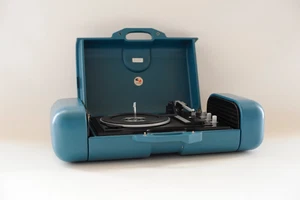 70s Green Schneider SSS Super Sound Set Stereo Portable Record Player Turntable - Picture 1 of 12