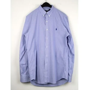 Polo Ralph Lauren Slim-Fit Striped Poplin Shirt Men's M/L 15 1/2 Blue E05668 - Picture 1 of 6