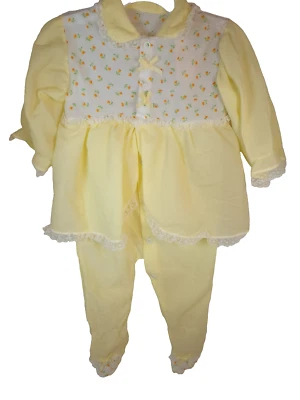 Pijama Lullaby Land Baby Grande Amarillo Floral Con Pies de Encaje Nuevo Etiqueta Kaufmann Foto 1 de 4