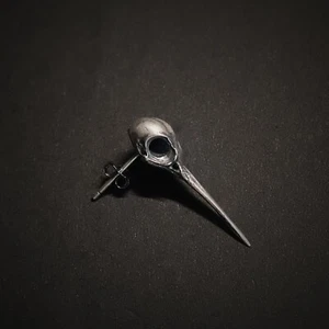 Silver Hummingbird Bone Earrings, Plague Doctor, Unique Designs, Special Gift - Picture 1 of 18