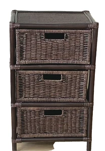 Chest of 3 Drawers Natural Rattan Wicker Handmade 32x19x14 - Picture 1 of 8