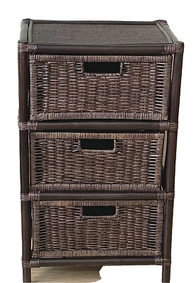 Chest of 3 Drawers Natural Rattan Wicker Handmade 32x19x14 - Image 1 of 4