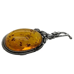 Vintage brooch sterling silver 925 amber signed 925 jj to pin - Picture 1 of 5