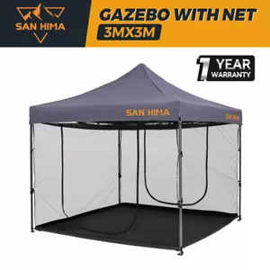 San Hima 3m x 3m Gazebo With Screen House Portable Pop Up Outdoor Camping - Picture 1 of 11