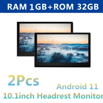 2 Piezas 10.1 pulgadas Android12 Coche Reposacabezas Monitor Video 1G+32G Pantalla Táctil Reproductor WIFI Foto 1 de 4