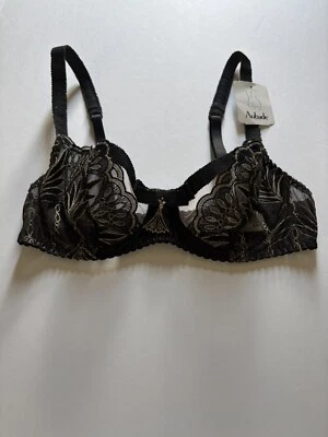 Sutiã Aubade Paris com aro dourado estilo renda Y414 preto - Imagem 1 de 4