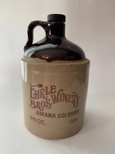 Ehrle Brothers Winery Amana Colonies Iowa Crock Jug 1974 (#1) - Picture 1 of 8