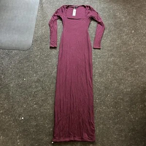 Naked Wardrobe Damen Square Neck Sculpt Maxikleid, Burgund, Gr. M - Bild 1 von 6