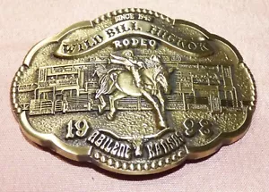 1998 Wild Bill Hickock Rodeo Abilene Kansas Brass Belt Buckle - Picture 1 of 2