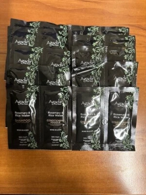 Agadir Rosemary & Rice Water Shampoo & CONDITIONER 0.33oz (10 Packs) Travel Size - Image 1 of 2