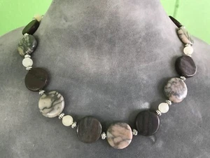 Handmade Necklace of Canyon Marble, Brown Marble, and Italian Onyx Stone Beads - Picture 1 of 5
