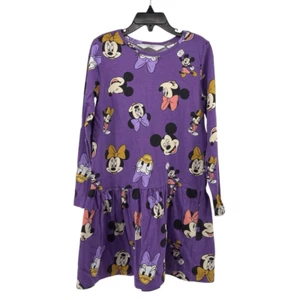 H&M Girls Disney Dress Size 6X/7 Purple Long Sleeve Minnie Mickey Daisy Skater - Picture 1 of 11