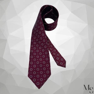 ERMENEGILDO ZEGNA NAPOLI COUTURE XXX Burgundy Medallion Print Silk Tie 60”-3.5" - Picture 1 of 6