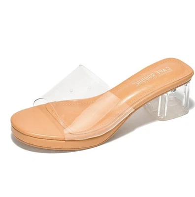 Cape Robbin Mujer Tacones Bajos Transparentes Sin Cordones Transparente Desnudo Talla 9 Foto 1 de 4